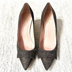 Kate Spade Juliette Italy Bow Pointed Toe Dress Pumps Sparking Bronze Bridal 9.5